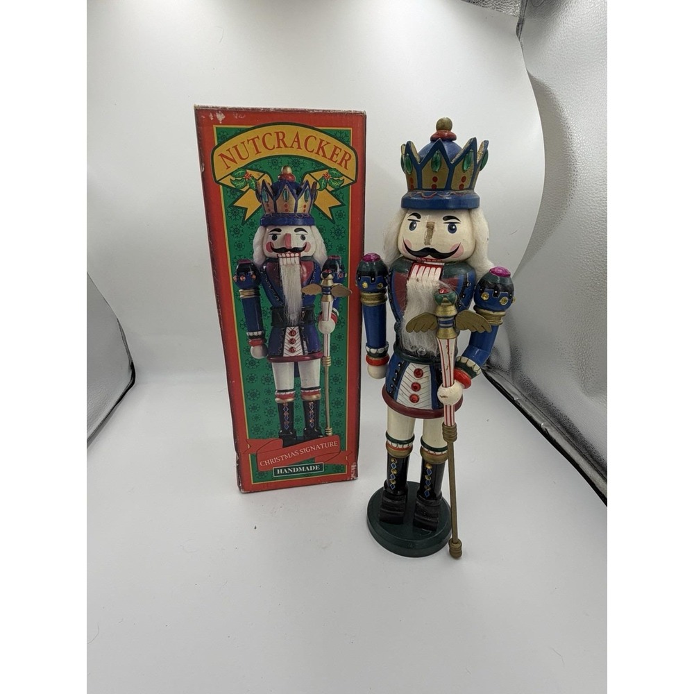 1995 Christmas Signature King Nutcracker Handmade Wooden 15"